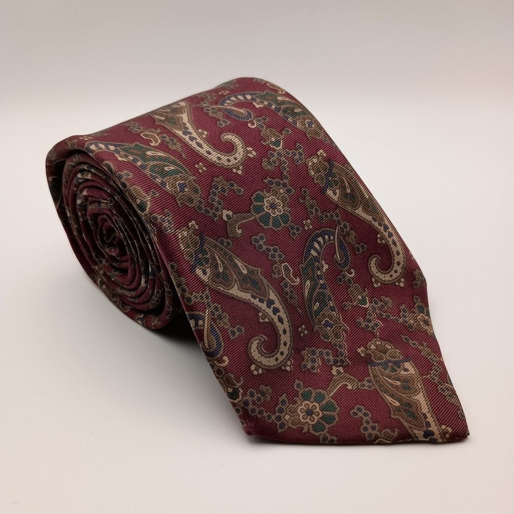 Claybrooke 3.75" Mens Burgundy Paisley Silk Handmade Necktie